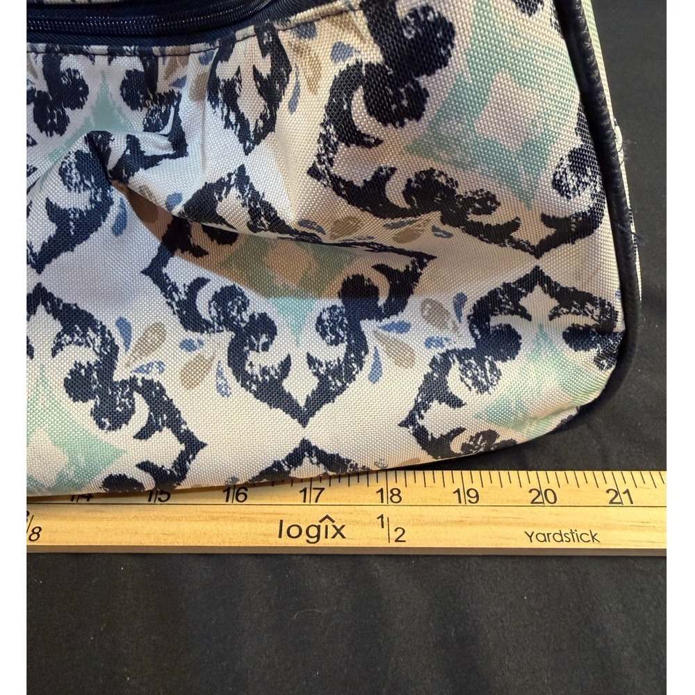 Thirty-One Away We Go Roller Bag Navy Doodle Diamond Rolling Duffel Luggage - Picture 4 of 15